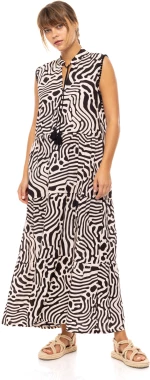 Γυναικείο Beachdress Pink Label - BLACK GEO - Maxi - Viscose