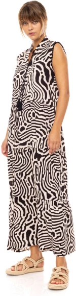 Γυναικείο Beachdress Pink Label - BLACK GEO - Maxi - Viscose