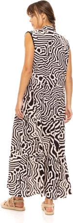 Γυναικείο Beachdress Pink Label - BLACK GEO - Maxi - Viscose