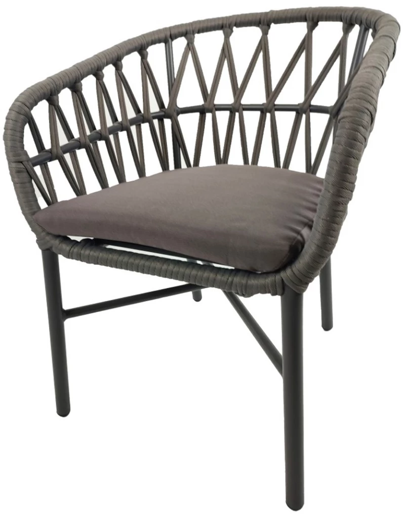 Brianda Καρέκλα αλουμινίου γκρι σχοινί 58x60x80cm 09907-1