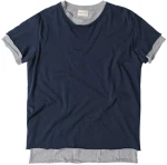 Ανδρική Μπλούζα Λαιμόκοψη The Project Garments Double Effect Crew Neck Wool Blend Tee Shirt Navy Blue