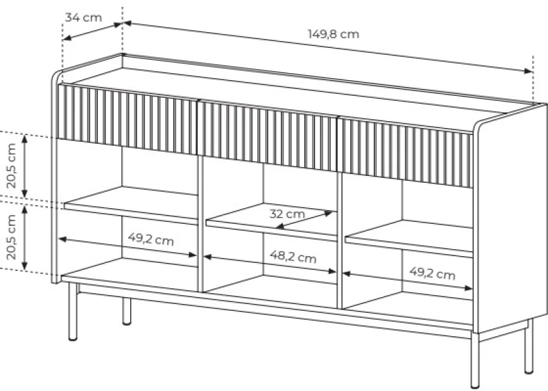 Μπουφές Level Μπεζ 153x82x38cm