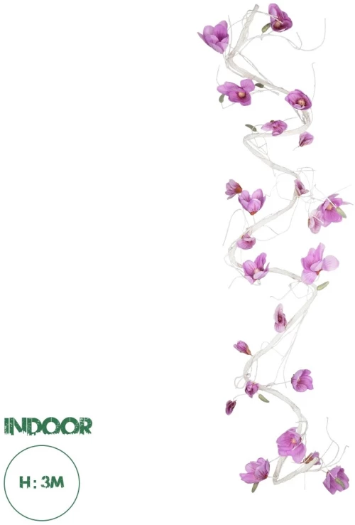 GloboStar® Artificial Garden MAGNOLIA FLOWER VINE 21471 Τεχνητό Διακοσμητικό Φυτό Λευκή & Ροζ Μανόλια Μ20 x Π20 x Υ300cm