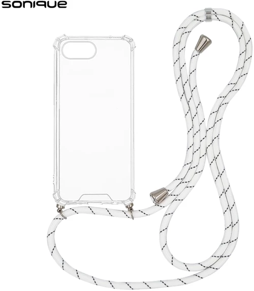 Θήκη Σιλικόνης με Κορδόνι Sonique Armor Clear Apple iPhone 16e Rainbow Λευκό