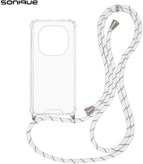 Θήκη Σιλικόνης με Κορδόνι Sonique Armor Clear Xiaomi Redmi Note 14 Pro 4G Rainbow Λευκό
