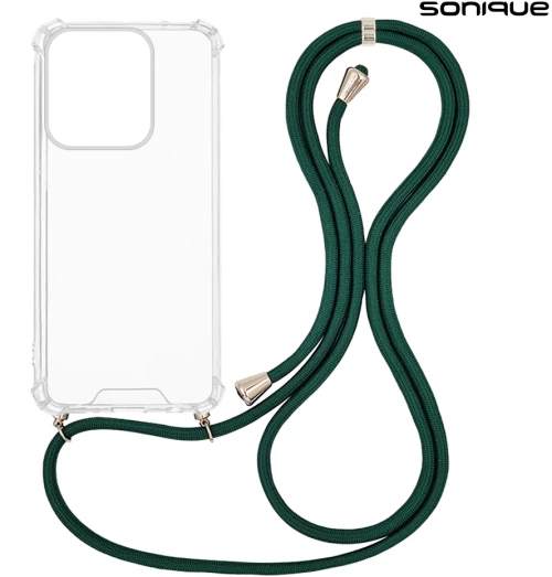 Θήκη Σιλικόνης με Κορδόνι Sonique Armor Clear Motorola Moto G15 4G / Moto G15 Power Πράσινο Σκούρο