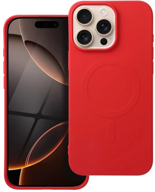 SILICONE MAG COVER (big hole) case compatible with MagSafe for IPHONE 16 Pro Max red