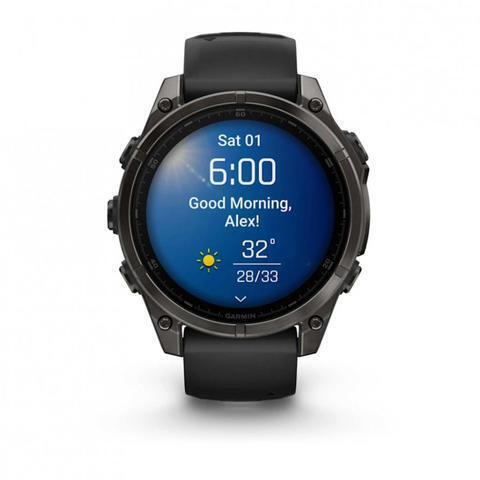 Garmin Fenix 8 Titanium 47mm Αδιάβροχο Smartwatch με Παλμογράφο (Sapphire, Carbon Grey Dlc Titanium With Black/Pebble Grey Silicone Band) (010-02904-21)
