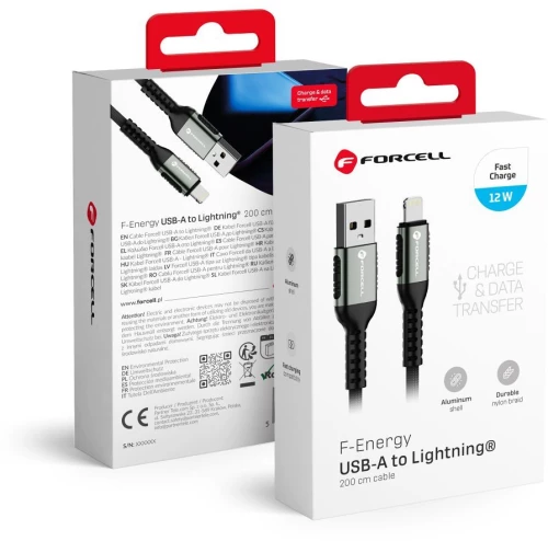 FORCELL F-ENERGY C257 cable USB A to Lightning 2,4A 12W Cafule 2 m black
