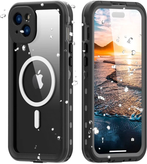 Waterproof case SHELLBOX DOT compatible with MagSafe for IPHONE 15 Plus black