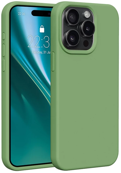 Etteri Silicone case for iPhone 15 Pro 6,1" light green