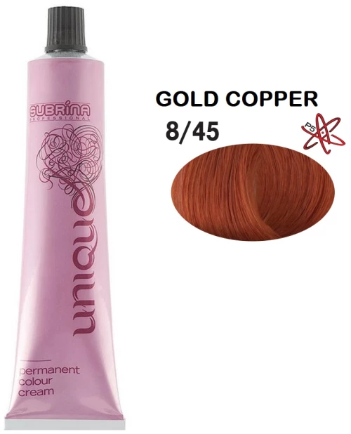 Subrina Professional, Unique, Permanent Hair Dye, 8/45 Gold Cooper, 100 ml