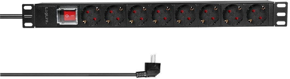 Πολύπριζο 8 Θέσεων Logilink 1U PDU8C01  με Διακόπτη 19''