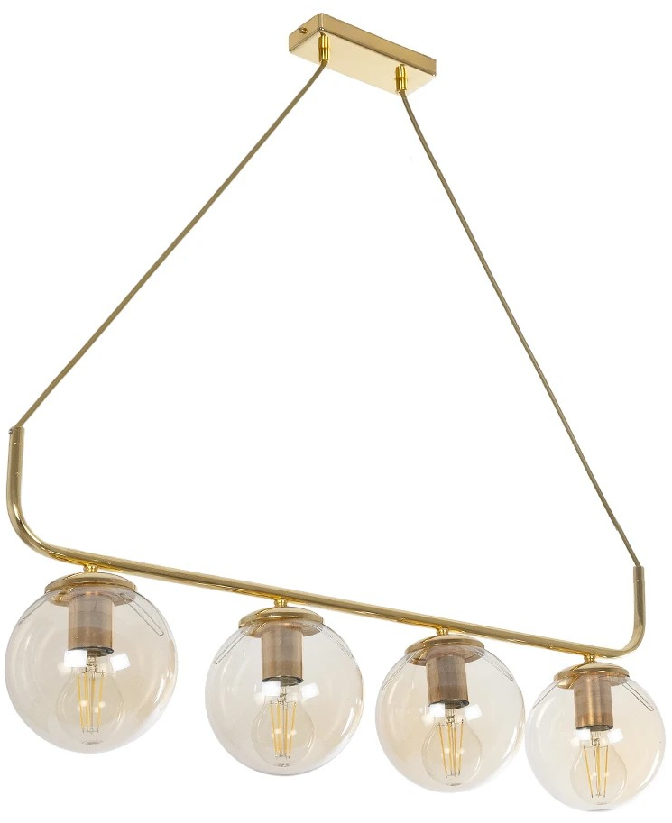 203-0019 GloboStar®  LATTICE 203-0019 Μοντέρνο Κρεμαστό Φωτιστικό Ράγα Πολύφωτο 4 x E27 IP20 Χρυσό Μέταλλο με Mελί Γυαλί - Μ78 x Π15 x Υ81cm