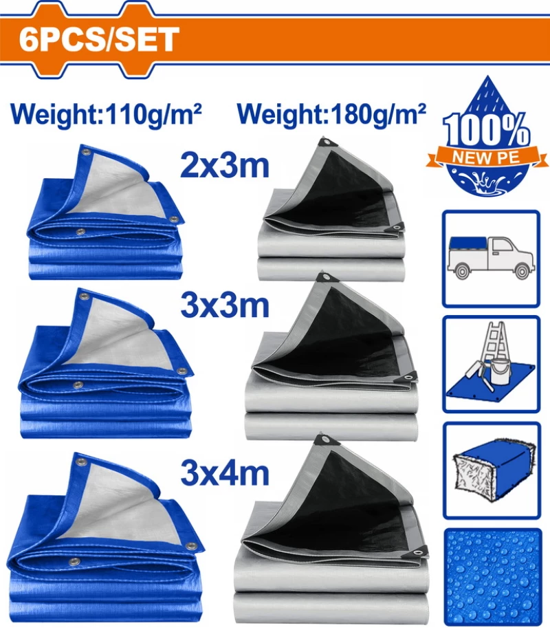 WADFOW ΣΕΤ ΜΟΥΣΑΜΑΔΕΣ ΑΔΙΑΒΡΟΧΟΙ 110gr/m2 & 180gr/m2 6 ΤΕΜ ONE PROMOTION (WTQ9106)