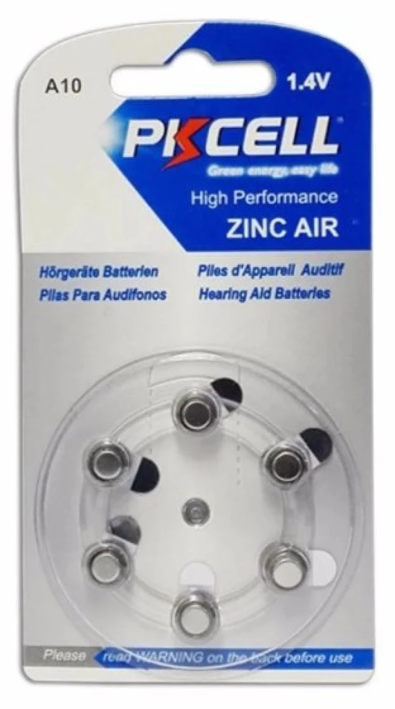 Pkcell 1.4V Zinc Air Μπαταρίες Ακουστικών Βαρηκοΐας A10 6τμχ