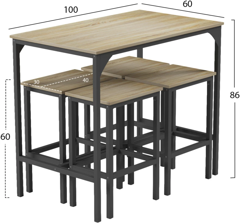 ΣΕΤ ΤΡΑΠΕΖΑΡΙΑ ΜΠΑΡ 5ΤΜΧ BOXY HM9882.01 ΜΑΥΡΟ ΜΕΤΑΛΛΟ-ΜΕΛΑΜΙΝΗ ΣΕ SONAMA