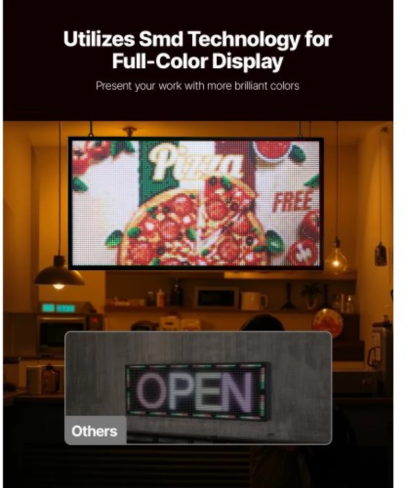 VEVOR 27x14in Programmable LED Sign Digital Scrolling Display Board P5 Fullcolor