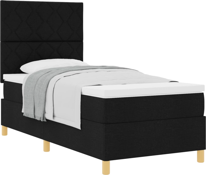 vidaXL Κρεβάτι Box Spring με στρώμα Μαύρο 100x200 εκ. Ύφασμα