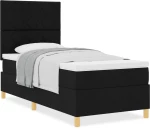 vidaXL Κρεβάτι Box Spring με στρώμα Μαύρο 100x200 εκ. Ύφασμα