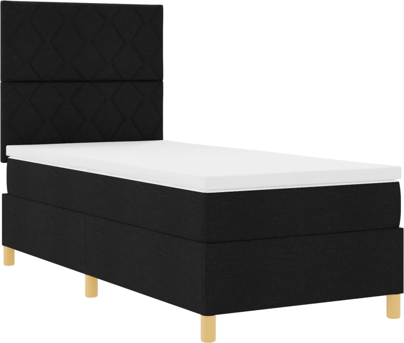 vidaXL Κρεβάτι Box Spring με στρώμα Μαύρο 100x200 εκ. Ύφασμα