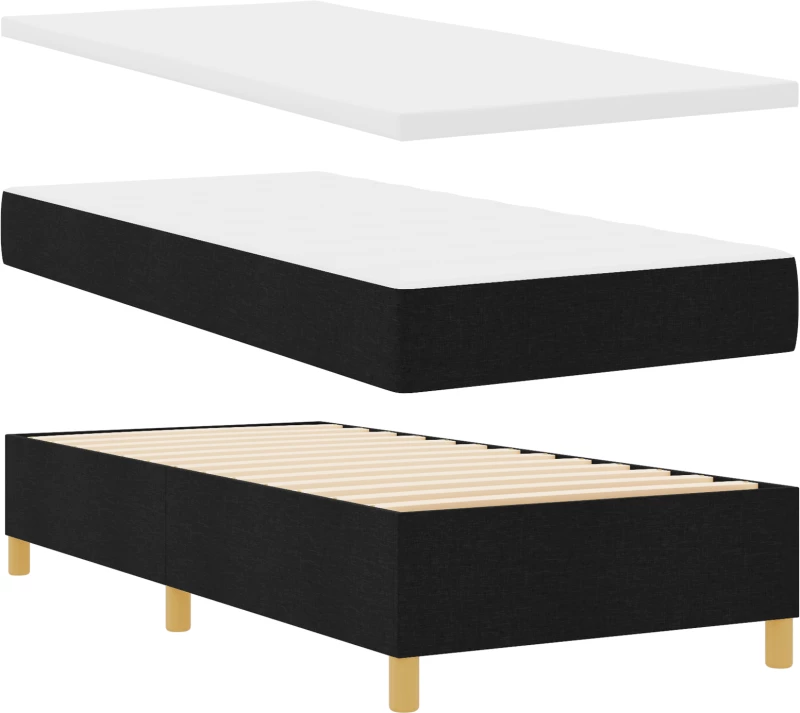 vidaXL Κρεβάτι Box Spring με στρώμα Μαύρο 100x200 εκ. Ύφασμα