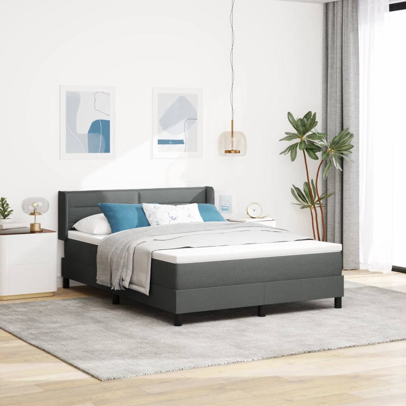 vidaXL Κρεβάτι Box Spring με στρώμα σε σκούρο γκρι, 140x200 εκ.