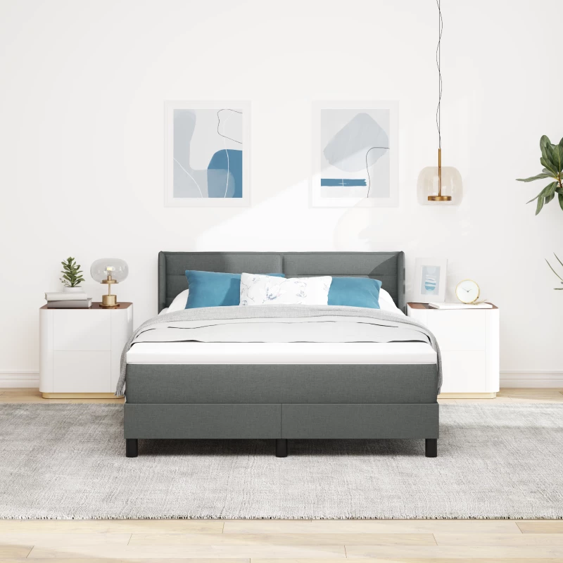vidaXL Κρεβάτι Box Spring με στρώμα σε σκούρο γκρι, 140x200 εκ.