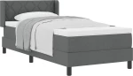 vidaXL κρεβάτι box spring με στρώμα – σκούρο γκρι – 90 x 190 εκ. – ύφασμα