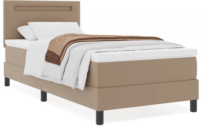 vidaXL Κρεβάτι Box Spring με Στρώμα σε Καπουτσίνο, 100 x 200 εκ, Ψεύτικο Δέρμα
