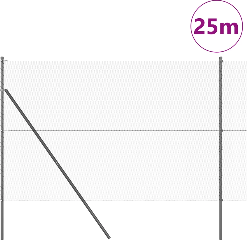 vidaXL Γκρι Εξάγωνος Φράχτης 1,6x25 μ Χάλυβας