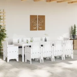 vidaXL Σετ Τραπεζαρίας Κήπου 11 Τεμαχίων με Μαξιλάρια Λευκό Πολυρατάν