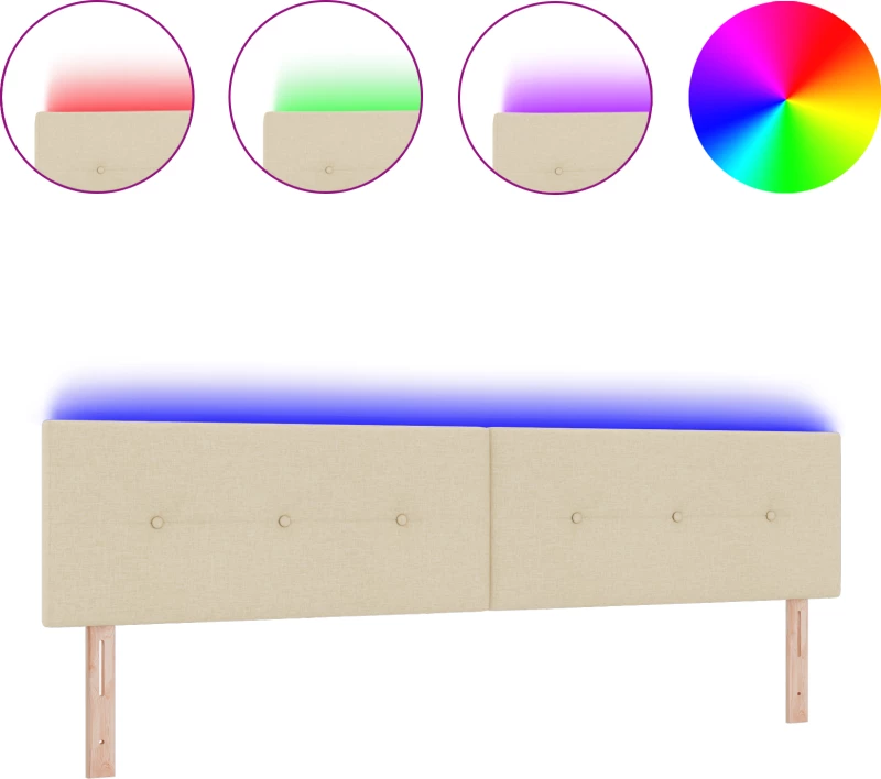 vidaXL LED Κεφαλάρι Με Κουμπιά Κρεμ 100 εκ Υφασμάτινο