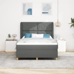 VidaXL Κιβώτιο Κρεβάτι με Στρώμα Σκούρο Γκρι 160x200 εκ. Υφάσμα