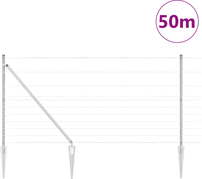 vidaXL Φράγμα Πεδίων 1.2x50 μ Γαλβανισμένο Ατσάλι