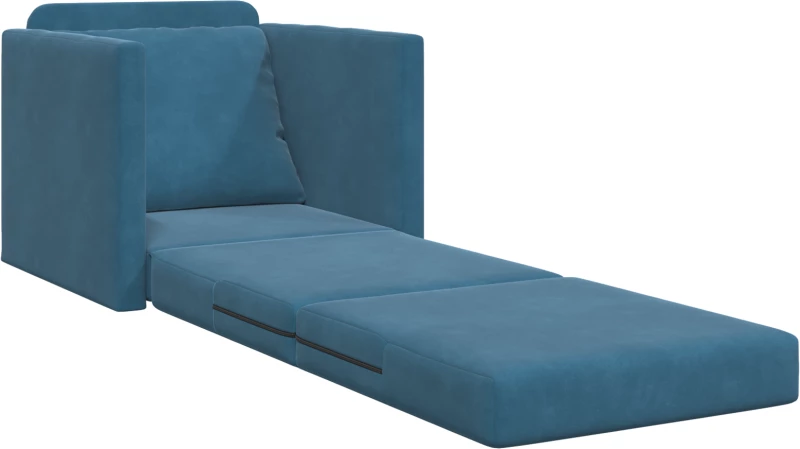 vidaXL Πολυθρόνα Καναπέ 2 σε 1 Μπλε 74x77x81 εκ. Βελούδου