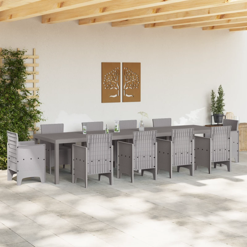vidaXL Τραπέζι Κήπου Ανοιχτό Γκρι 350x100x73 cm Poly Rattan