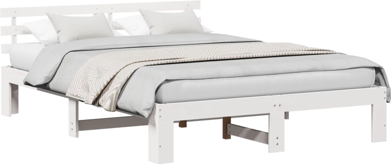 vidaXL Ξύλινο Κρεβάτι Λευκό Ξύλο 140 x 200 cm Ανθεκτικό