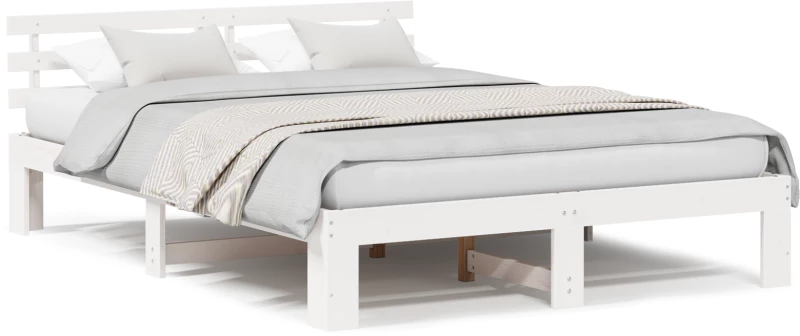 vidaXL Ξύλινο Κρεβάτι Λευκό Ξύλο 140 x 200 cm Ανθεκτικό