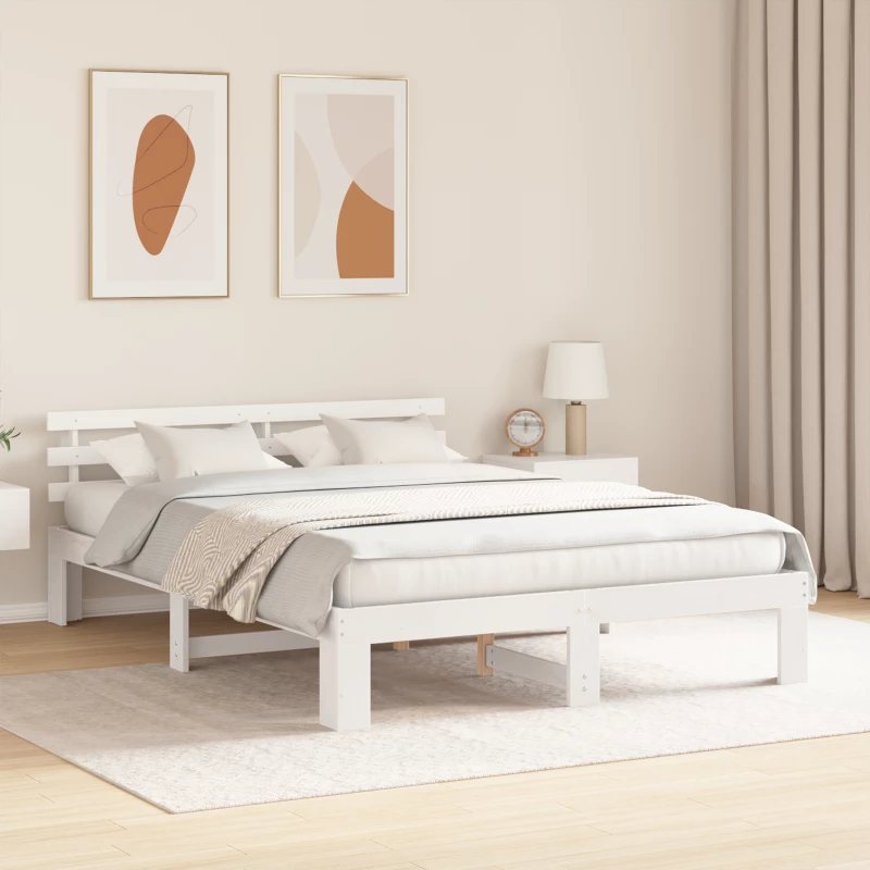 vidaXL Ξύλινο Κρεβάτι Λευκό Ξύλο 140 x 200 cm Ανθεκτικό