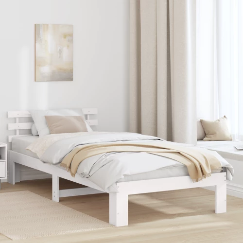 vidaXL Κρεβάτι Από Ξύλο Πεύκου Λευκό Ξύλο 80 x 200 cm Λευκό Κρεβάτι
