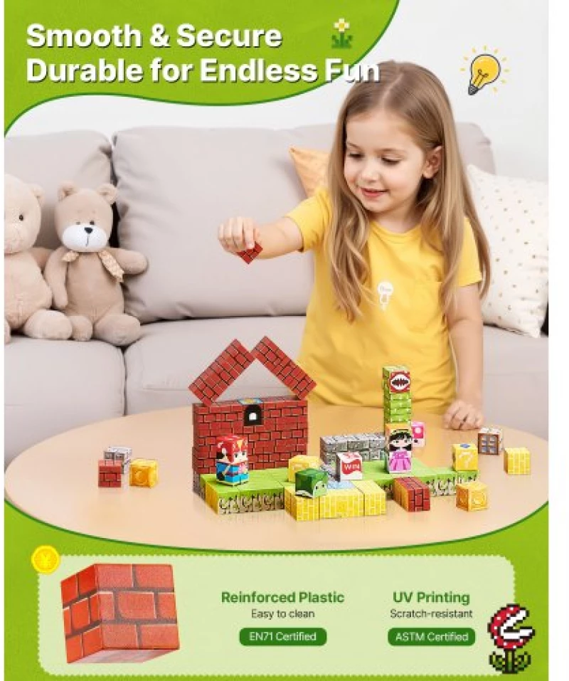 VEVOR Magnetic Blocks 100 PCS Magnet Blocks Set STEM Montessori Sensory Toys