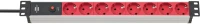 Brennenstuhl Πολύπριζο Ασφαλείας 8 Θέσεων για Rack 19" 1U με Βύσμα C14 και Καλ. 2m/ Red/Silver (1390007118) (BNN1390007118)