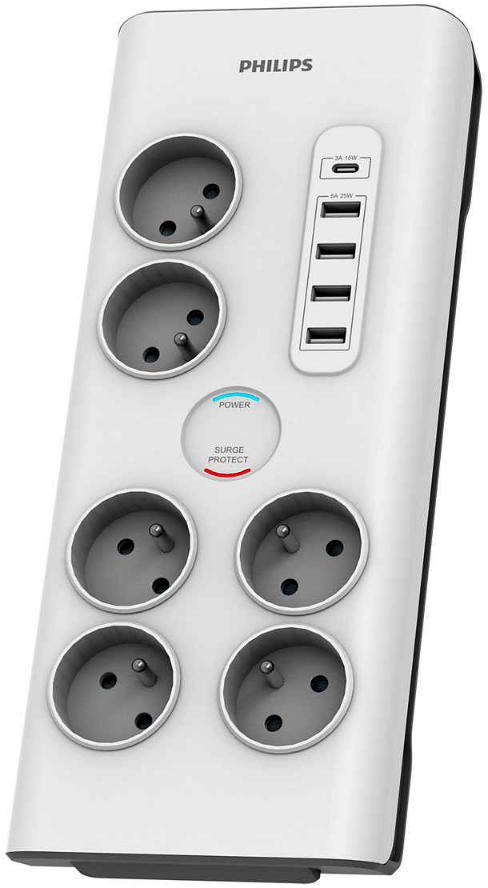 Philips Πολύπριζο 6 Θέσεων 2m Λευκό (SPN7060WA/60) (PHISPN7060WA-60)