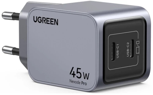 UGREEN Φορτιστής Χωρίς Καλώδιο GaN με 2 Θύρες USB-C Nexode Pro 45W Dual USB-C GaN Fast Charger EU gray