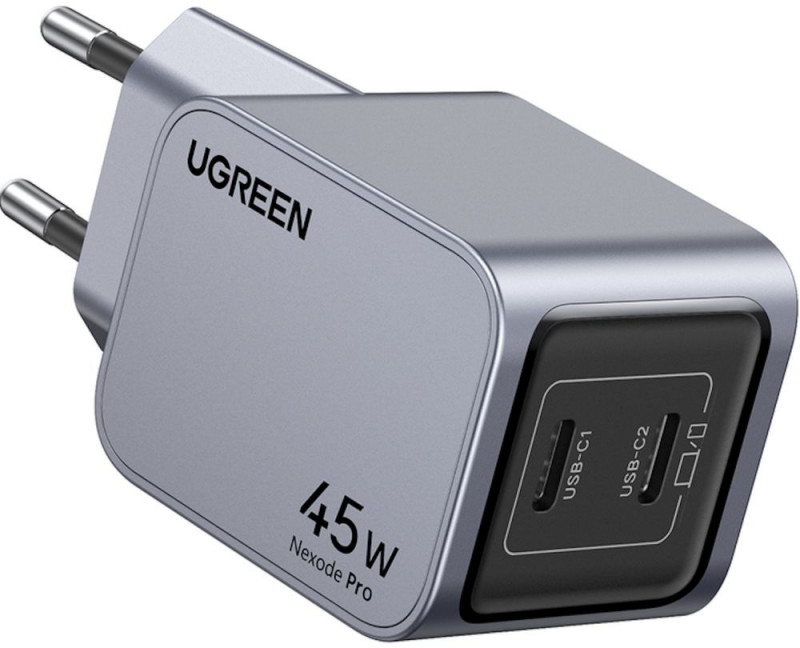 UGREEN Φορτιστής Χωρίς Καλώδιο GaN με 2 Θύρες USB-C Nexode Pro 45W Dual USB-C GaN Fast Charger EU gray