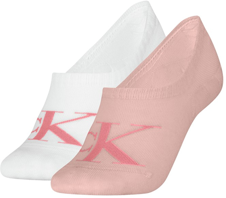 CALVIN KLEIN MONOGRAM HIGH CUT 2 PACK SOCKS WOMEN CALVIN KLEIN ΛΕΥΚΟ- ΡΟΖ (701228817-007)