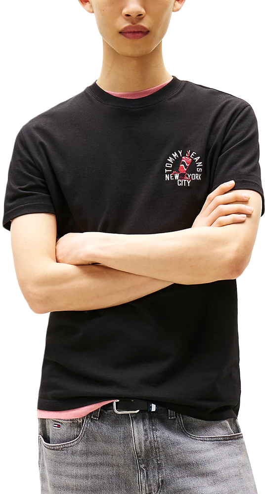 TOMMY HILFIGER TOMMY JEANS SMALL MOTIF REGULAR FIT T-SHIRT MEN ΜΑΥΡΟ (DM0DM21586-BDS)