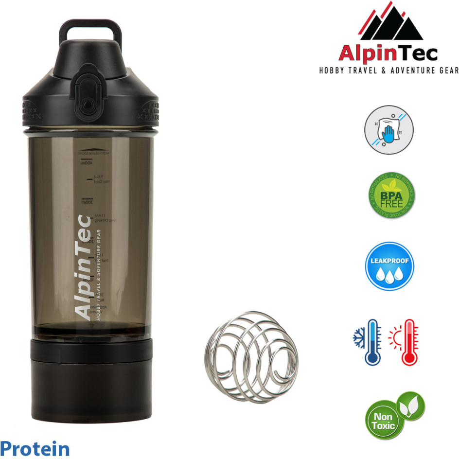 Παγούρι 550ml Alpintec Protein Shaker Κωδ. G-110-BL Μαύρο