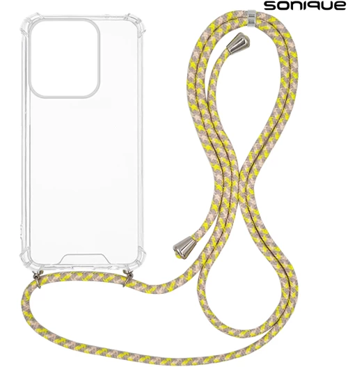 Θήκη Σιλικόνης με Κορδόνι Sonique Armor Clear Motorola Moto G15 4G / Moto G15 Power Rainbow Κίτρινο